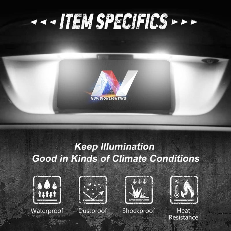 NUVISION LIGHTING Pair of LED License Plate Lights Compatible with 15-22 Mustang, NVL-LPL-013 - Image 2